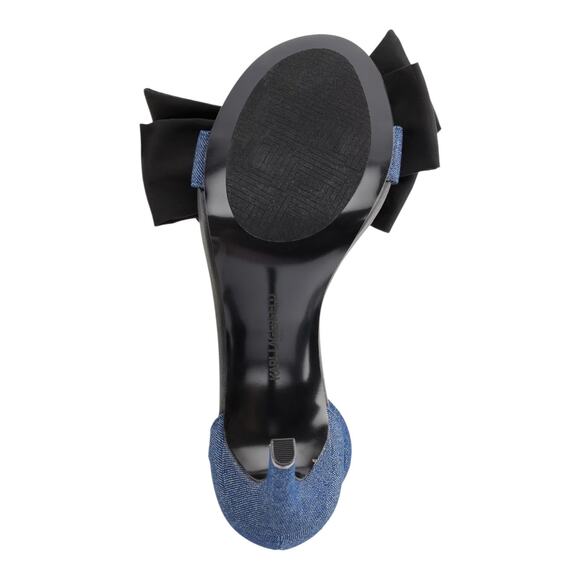 KARL LAGERFELD PARIS Womens Kenz Bow Ankle Strap Dress Sandals Navy Denim Size 7 - Picture 4 of 4